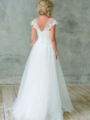 Свадебное платье арт 071. Силуэт А-силуэт. Цвет Белый / Молочный. Вид 2