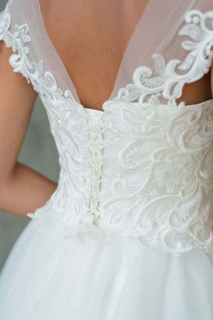 Свадебное платье арт 071. Силуэт А-силуэт. Цвет Белый / Молочный. Вид 3