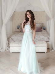 Свадебное платье Модель 072. Силуэт А-силуэт. Цвет Тиффани. Вид 1