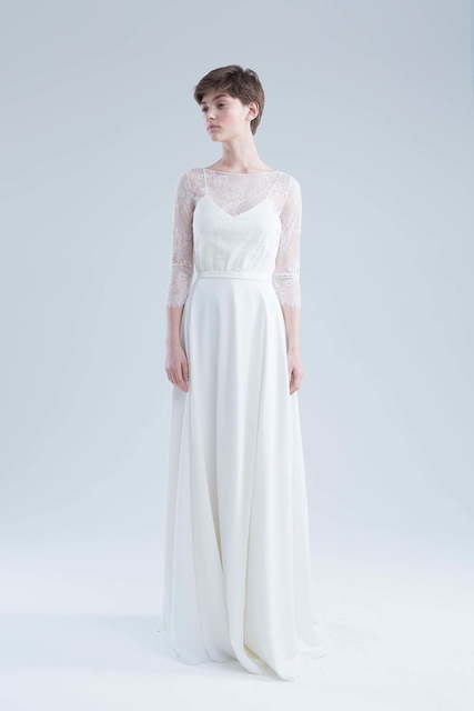 Свадебное платье Амалия. Силуэт А-силуэт. Цвет Белый / Молочный. Вид 2