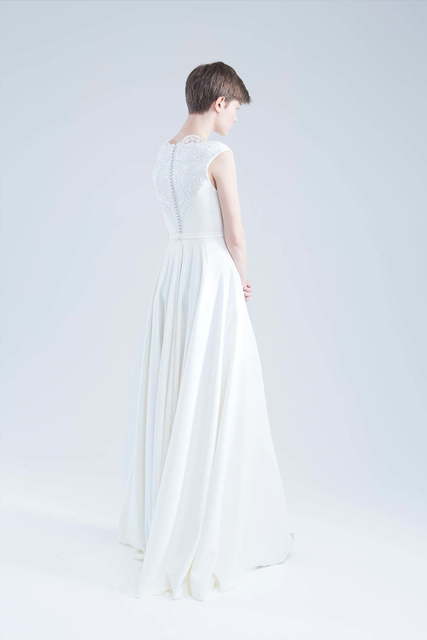 Свадебное платье Анджелия. Силуэт А-силуэт. Цвет Айвори / Капучино, Белый / Молочный. Вид 3