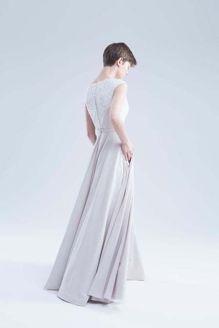 Свадебное платье Анджелия. Силуэт А-силуэт. Цвет Айвори / Капучино, Белый / Молочный. Вид 4