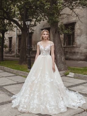 Свадебное платье Angelina. Силуэт Пышное. Цвет Белый / Молочный, Айвори / Капучино. Вид 1