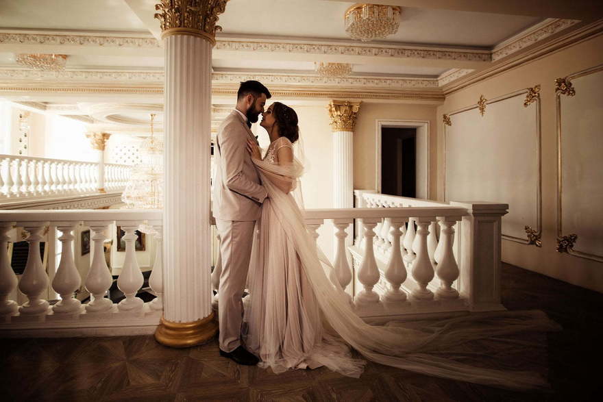 Свадебное платье Бохо. Силуэт А-силуэт. Цвет оттенки Розового. Вид 3