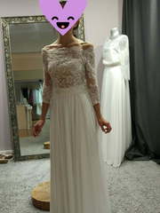 Свадебное платье Кроп топ. Силуэт Прямое. Цвет Белый / Молочный. Вид 1