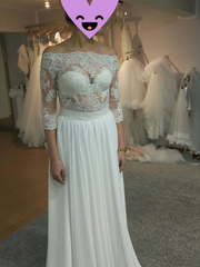 Свадебное платье Кроп топ. Силуэт Прямое. Цвет Белый / Молочный. Вид 2