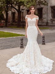 Свадебное платье Марчелина. Силуэт Рыбка. Цвет Белый / Молочный. Вид 1