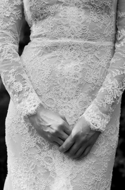 Кружевное платье русалка закрытое с длинным рукавом 1717. Силуэт Рыбка. Цвет Белый / Молочный. Вид 2