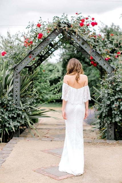 Современное свадебное платье в стиле бохо 1456. Силуэт Прямое. Цвет Белый / Молочный. Вид 3