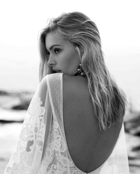 Свадебное платье в стиле бохо с крупным кружевом 8365. Силуэт Прямое. Цвет Белый / Молочный. Вид 7