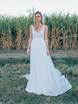 Пышное легкое свадебное платье с кружевом на топе 6563. Силуэт А-силуэт. Цвет Белый / Молочный. Вид 2