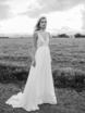Пышное легкое свадебное платье с кружевом на топе 6563. Силуэт А-силуэт. Цвет Белый / Молочный. Вид 3