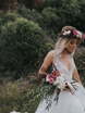 Пышное легкое свадебное платье с кружевом на топе 6563. Силуэт А-силуэт. Цвет Белый / Молочный. Вид 6