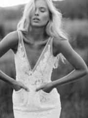 Модное свадебное платье в стиле бохо рыбка 6431. Силуэт Рыбка. Цвет Белый / Молочный. Вид 2