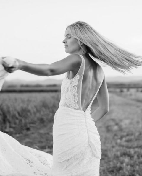 Модное свадебное платье в стиле бохо рыбка 6431. Силуэт Рыбка. Цвет Белый / Молочный. Вид 5