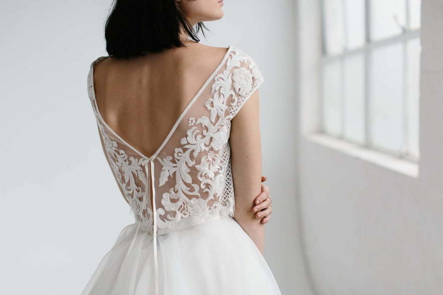 Свадебный комплект топ с юбкой 1456. Силуэт Пышное. Цвет Белый / Молочный. Вид 3