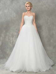 Пышное свадебное платье со сверкающим корсетом Aster. Силуэт Пышное. Цвет Белый / Молочный. Вид 1