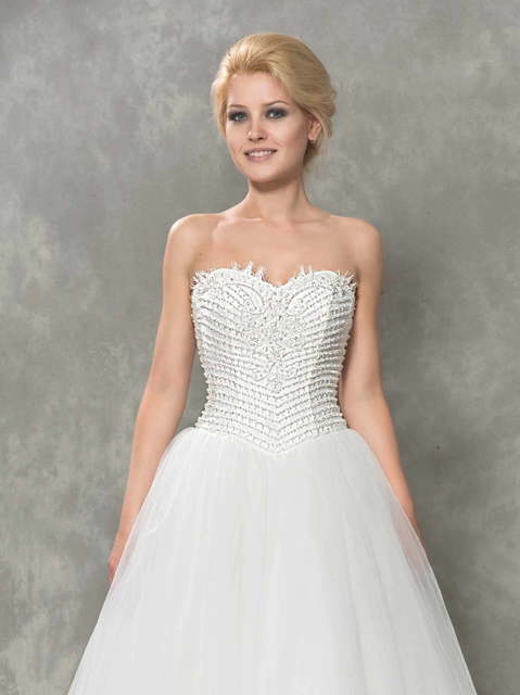 Пышное свадебное платье со сверкающим корсетом Aster. Силуэт Пышное. Цвет Белый / Молочный. Вид 2