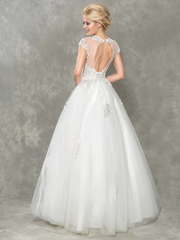 Кружевное пышное платье с матовым кружевом Vinca. Силуэт Пышное. Цвет Белый / Молочный. Вид 2