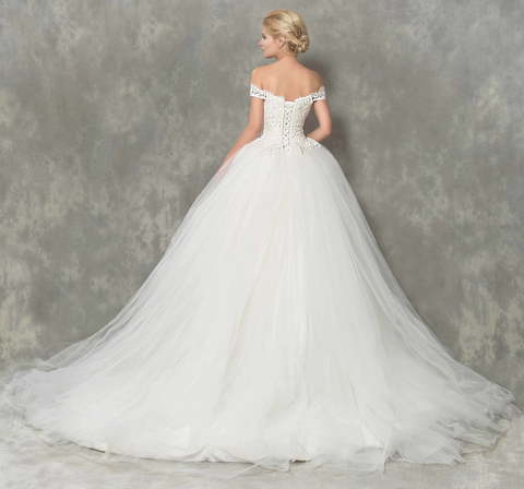 Супер пышное свадебное платье Csimena. Силуэт Пышное. Цвет Белый / Молочный. Вид 2