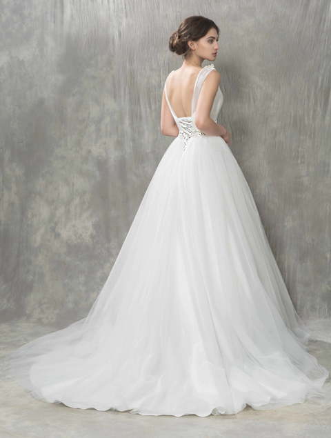 Пышное свадебное платье с фатиновой юбкой Monarda. Силуэт Пышное. Цвет Белый / Молочный. Вид 2