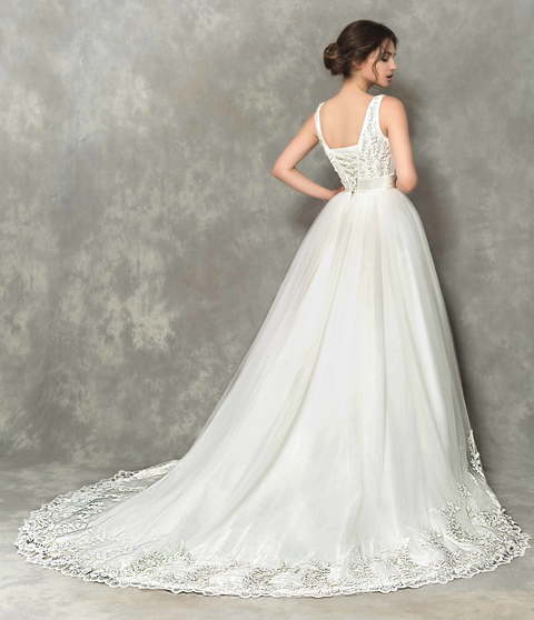 Свадебное платье с кружевом Сanna. Силуэт Пышное. Цвет Белый / Молочный. Вид 2