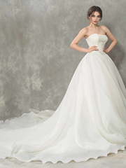 Пышное свадебное платье с атласным корсетом Floxia. Силуэт Пышное. Цвет Белый / Молочный. Вид 1