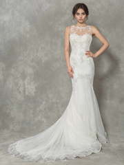 Платье рыбка с декоративной спинкой Scilla. Силуэт Рыбка. Цвет Белый / Молочный. Вид 1