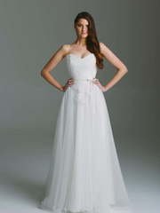 Свадебное платье с фатиновой юбкой и корсетом сердце 8977. Силуэт А-силуэт. Цвет Белый / Молочный. Вид 1