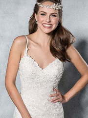 Роскошная рыбка свадебное платье на бретелях с открытой спиной 1616. Силуэт Рыбка. Цвет Белый / Молочный. Вид 1