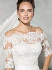 Атласное свадебное платье по фигуре рыбка 8963. Силуэт Рыбка. Цвет Белый / Молочный. Вид 2