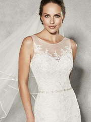 Свадебное платье рыбка 1874. Силуэт Рыбка. Цвет Белый / Молочный. Вид 2