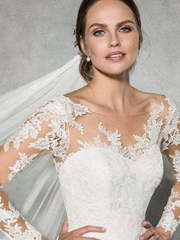 Пышное свадебное платье с длинным рукавом 7301. Силуэт Пышное. Цвет Белый / Молочный. Вид 2