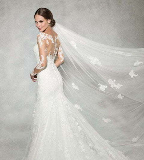 Свадебное платье рыбка кружевная русалка 6176. Силуэт Рыбка. Цвет Белый / Молочный. Вид 2