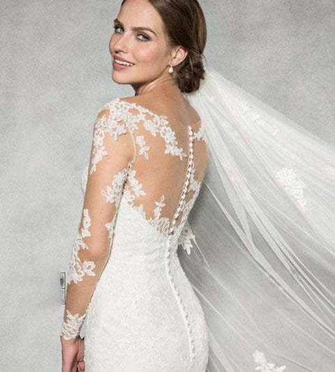 Свадебное платье рыбка кружевная русалка 6176. Силуэт Рыбка. Цвет Белый / Молочный. Вид 3