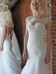 Свадебное платье рыбка из драпировок Primula. Силуэт Рыбка. Цвет Белый / Молочный. Вид 1