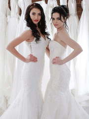 Кремовое свадебное платье рыбка русалка Gretta. Силуэт Рыбка. Цвет Айвори / Капучино. Вид 2