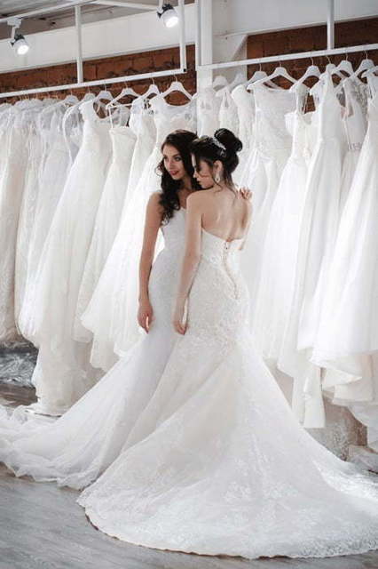 Кремовое свадебное платье рыбка русалка Gretta. Силуэт Рыбка. Цвет Айвори / Капучино. Вид 7