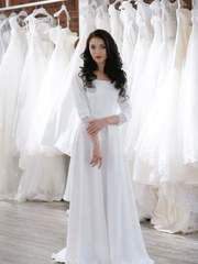 Свадебное платье без декора с красивой спинкой Janna. Силуэт А-силуэт. Цвет Белый / Молочный. Вид 2