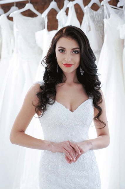 Кружевное платье русалка с длинным шлейфом Elena. Силуэт Рыбка. Цвет Белый / Молочный. Вид 3