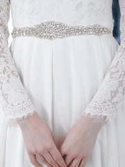 Легкое свадебное платье с кружевным верхом и рукавом Annet. Силуэт Прямое. Цвет Белый / Молочный. Вид 2