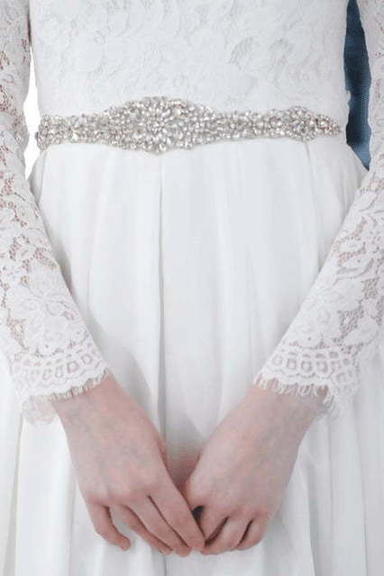 Легкое свадебное платье с кружевным верхом и рукавом Annet. Силуэт Прямое. Цвет Белый / Молочный. Вид 2