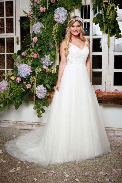 Свадебное платье в греческом стиле из фатина 5556. Силуэт А-силуэт. Цвет Белый / Молочный. Вид 1