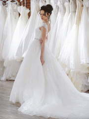 Пышное свадебное платье с цветочным кружевом Blance. Силуэт Пышное. Цвет Белый / Молочный. Вид 2