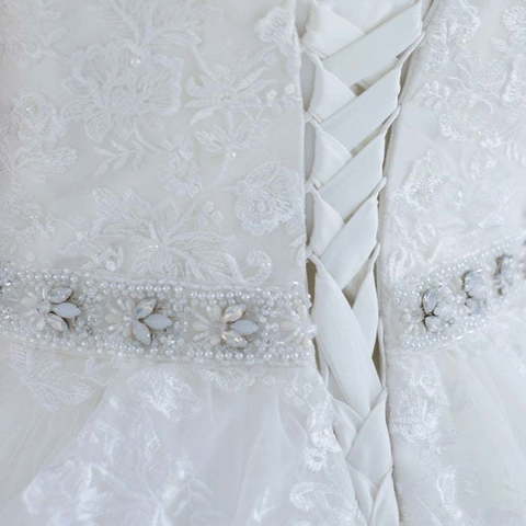 Пышное свадебное платье с цветочным кружевом Blance. Силуэт Пышное. Цвет Белый / Молочный. Вид 5