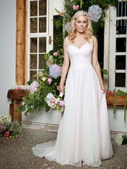 Прямое свадебное платье с декоративной спонкой 1232. Силуэт Прямое. Цвет Белый / Молочный. Вид 2