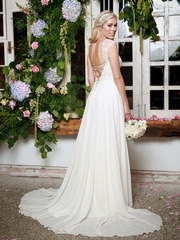 Шифоновое свадебное платье в греческом стиле 7777. Силуэт А-силуэт. Цвет Белый / Молочный. Вид 2