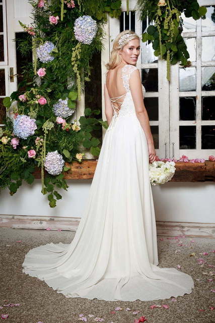 Шифоновое свадебное платье в греческом стиле 7777. Силуэт А-силуэт. Цвет Белый / Молочный. Вид 2