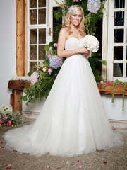 Пышное фатиновое платье на свадьбу 1564. Силуэт Пышное. Цвет Белый / Молочный. Вид 1