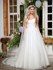 Пышное свадебное платье с бретелями 7895. Силуэт Пышное. Цвет Белый / Молочный. Вид 1